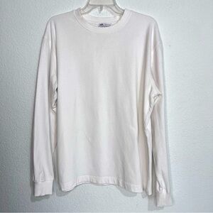 Zara White Crew Neck Long Sleeve Casual Pullover Large